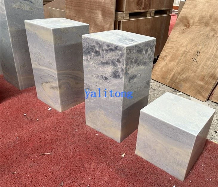 Blue Crystal Marble Plinth Table