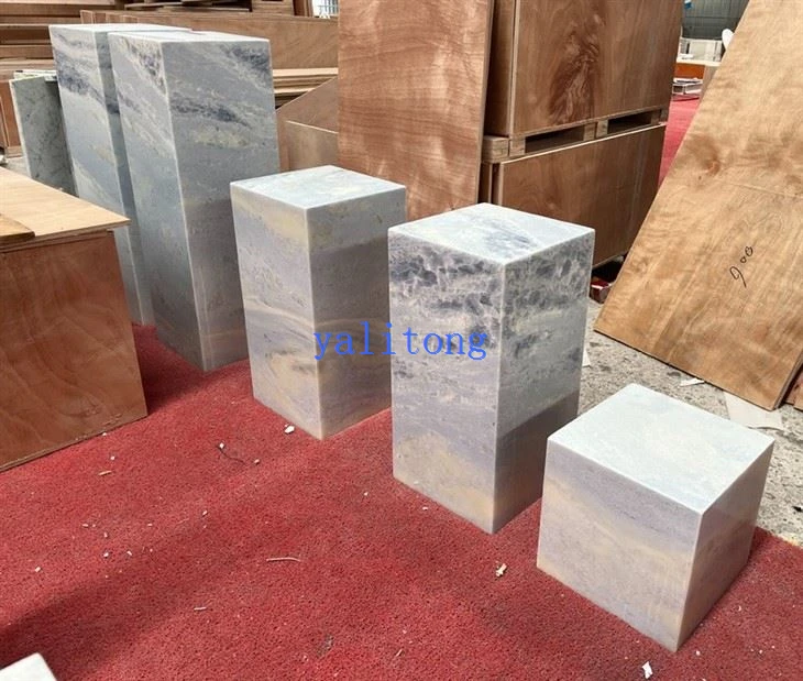 Blue Crystal Marble Plinth Table