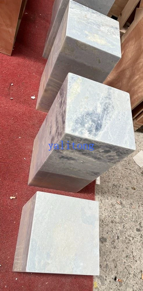 Blue Crystal Marble Plinth Table