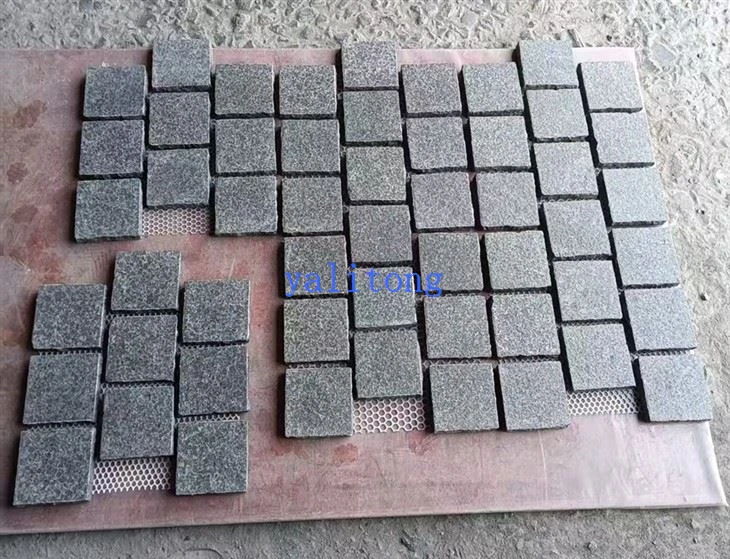 Mesh backed cobblestone pavers