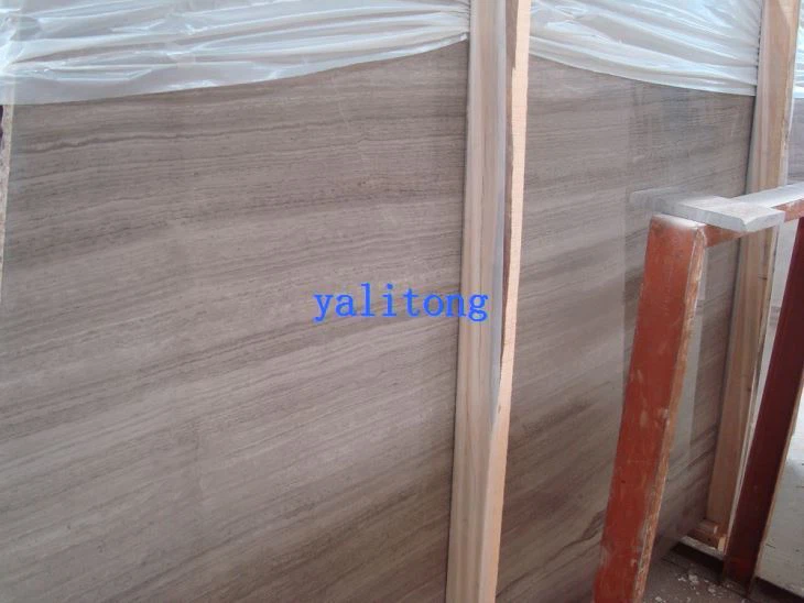 Chinese Grey Wooden Marble Floors, Grey Serpeggiante Stone Slabs