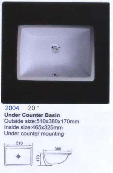 Rectangle Under-mount Bathroom Ceramic Sink (YLT-#2004)